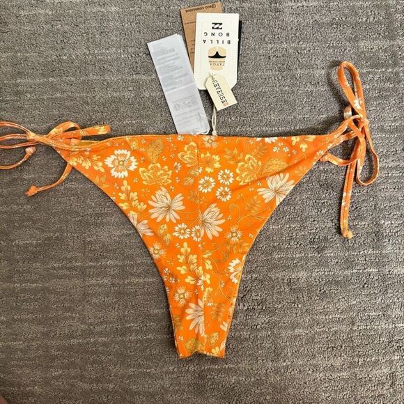 Billabong Orange In Dream Space Reversible Tie Side Tanga Bikini Bottoms XL NWT - Picture 2 of 7